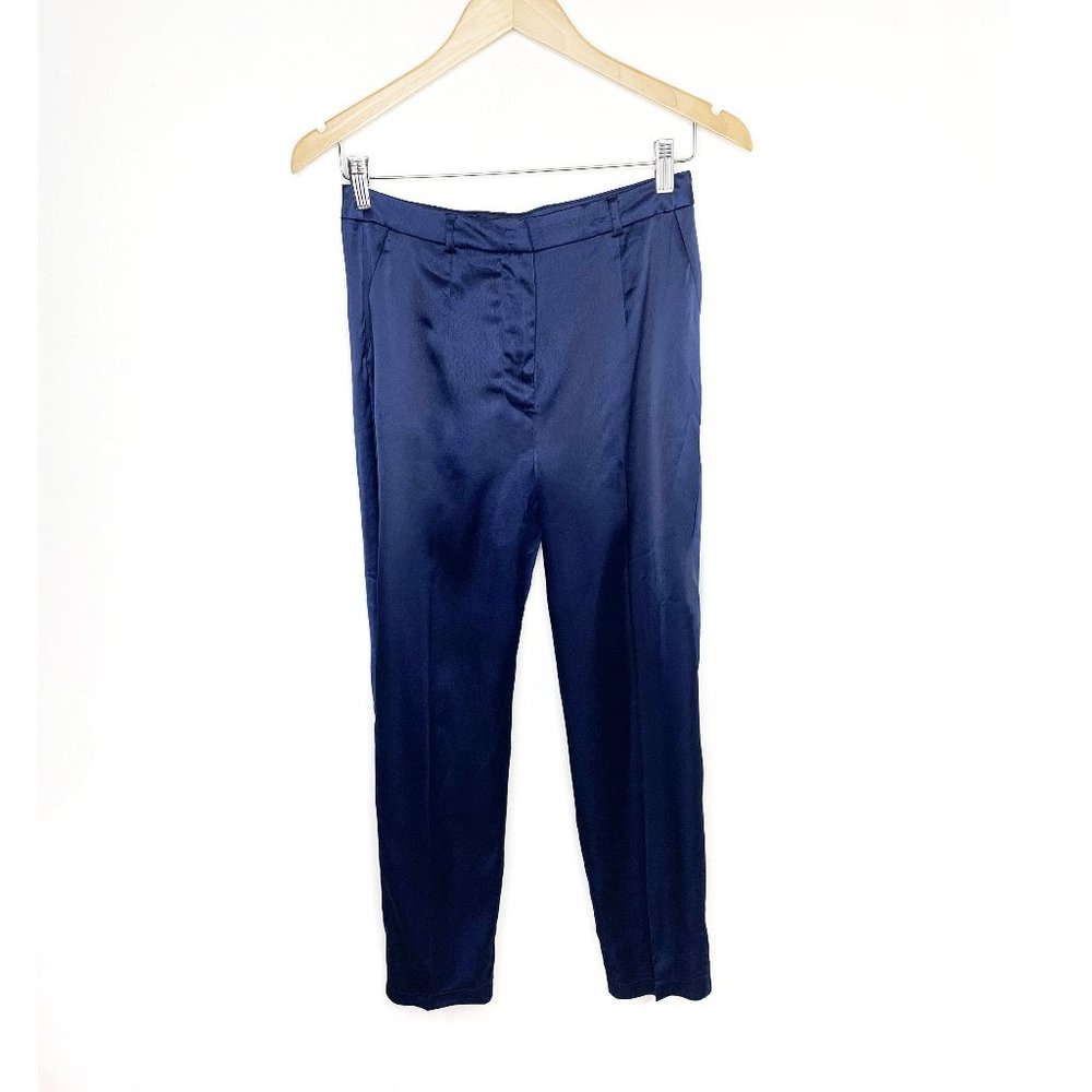 Lulu's - Navy Blue Satin Pants - Picture 3 of 7